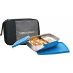 Signoraware 150ml+850ml Big Compact Stainless Steel Lunch Box With Bag, Food Grade Bpa Free Plastic, 2 Compartment Tiffin With Airtight Lids, Compact And Sleek Containers For Office School (Blue)