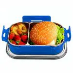 Signoraware 750ml Slim Stainless Steel Lunch Box With Partition Small, Food Grade Bpa Free, Containers With Air Tight And Leak Proof Lids, Clip Lock, Compact Sleek Tiffin Box Dishwasher Safe-Blue