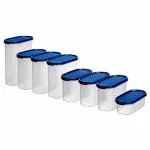 Signoraware Oval Modular Multi-Purpose Plastic Containers Set Of 8 With Lid For Kitchen | Food Grade Bpa Free Leak Proof (Set Contains -2.3Litersx1 | 1.7Litresx3 | 1.1 Litresx3 | 500mlx3 | Mod Blue)