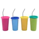 Home One Assorted Stainless Steel Tumbler With Straw 350 ml