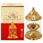 Sutra Brass Akhand Deep With Glass Lamp