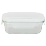 Home One Rectangle Borosilicate Glass Lock Container 370 ml