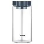 Borosil Easys Coop Endura Glassware Container Jar with Grey Lid and Scoop Cup 1.2 L