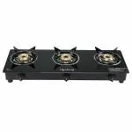 Lifelong Black Toughend Glass Top 3 Burner Automatic Gas Stove