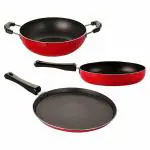 Nirlon Red Aluminium Non Stick Cookware Set (3 pcs)