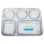 Kitchen Essential Silver Stainless Steel Compartment Plate 25 cm
