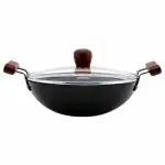 Hawkins Futura 2.5 Litre Fish Fry Kadhai, Hard Anodised Deep Fry Pan with Glass Lid, Round Bottom Kadai, Black (AFFK25G)