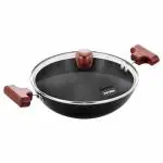 Hawkins Futura 1.5 Litre Deep Fry Pan, Hard Anodised Kadai with Glass Lid, Round Bottom Kadhai, Small Kadai, Black (AK15G)