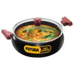 Hawkins Futura 5 Litre Cook n Serve Handi, Hard Anodised Biryani Handi with Glass Lid, Induction Saucepan, Sauce Pan, Black (IACH50G)