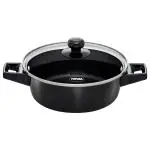Hawkins Futura 2 Litre Cook n Serve Casserole, Non Stick Saucepan with Glass Lid, Induction Sauce Pan for Cooking and Serving, Black (INCB20G)