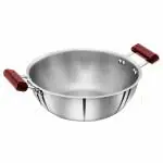 Hawkins 4 Litre Deep Kadhai, Triply Stainless Steel Kadai, Flat Bottom Induction Kadhai, Big Kadai, Silver (SSK40)