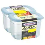 Asian Translucent Bluish Grey & Translucent Evening Pista Plastic Aura Air Seal Container (Set of 2)
