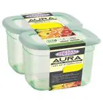 Asian Translucent Bluish Grey & Translucent Evening Pista Plastic Aura Air Seal Container (Set of 2)