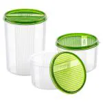 Polyset Magnite Assorted Round Plastic Container Set of 3 (Design/colour may vary)