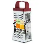 Wellberg Silver & Red Stainless Steel 4 Sided Grater