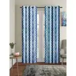 Cortina Polyester Leaf Door Curtain Pack of 2 ,Blue (9FT-L X 4FT-D)
