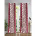 Cortina Polyester Damask Long Door Curtain Pack of 2 ,Maroon (9FT-L X 4FT-W)