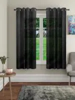 Cortina Shear Jacquard Polyester Gometrics Window Curtain Pack of 2 ,Brown (5FT-L X 4FT-W)