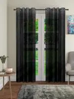 Cortina Shear Jacquard Polyester Gometrics Long Door Curtain Pack of 2 ,Brown (9FT-L X 4FT-W)