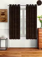 Cortina Velvet Polyester Solid Window Curtain Pack of 2 , Brown (5FT-L X 4FT-W)