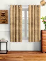 Cortina Velvet Polyester Solid Window Curtain Pack of 2 , Gold (5FT-L X 4FT-W)