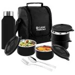 Classic Essentials Steel Lunch Box, 4 microwave-safe inner Steel Containers With BPA Free Lids With Steel Water Bottle