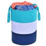 ZOVIRA Round Laundry Basket Non Woven Laundry Bag 45 LTR Blue