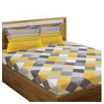 UniqChoice 100% CottonGreyColor Jaipuri Printed Double Bedsheet With 2 Pillow Cover 215 x 240cm(78_Grey_89)