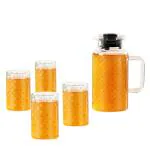 Borosil Clear Glass Lemon Printed Jug Set (Set of 5)