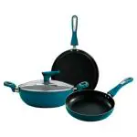 Bergner Blue Non Stick Essential Induction Base Cookware Set 4 pcs
