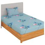 Bedspun Bedsheet 180 TC Microfiber Single Bedsheet with 1 Pillow Cover , Pink & Blue 145 cm X 220 cm
