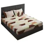 Story@Home Brown 152 TC Cotton Hexagonal Pattern Double Bedsheet with 2 Pillow Covers