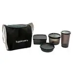 Tupperware Assorted Plastic Delight Lunch Tiffin Box With Bag (Set of 4) (Design/colour may vary)