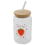 Generic Lupine Mason Jar with Straw 540 ml