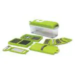 Belizzi 14 in 1 Multipurpose Chopper, Fruits & Vegetable Cutters, Grater Peeler Chipser, Unbreakable Food Grade Body, Easy Push to Clean Button Slicer Dicer, Chopper for Kitchen (Green, Plastic)