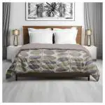 Pilkhuwa Grey Leafs Design Microfibre Reversible AC Comforter D8 Blanket With Ultrasoft for Double Bed 120 GSM (215 x 205)