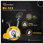 PowerMax Fitness BU-515-AL502 Steel Magnetic Exercise Upright Bike, Grey, White, Max user weight 100KG