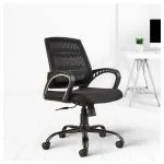 CELLBELL C106 Mesh Mid Back Ergonomic Office Chair/Study Chair/Revolving Chair/Computer Chair for Work from Home Metal Base Seat Height Adjustable Chair [BLACK] | DIY