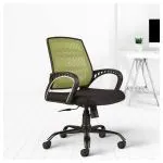 CELLBELL C106 Mesh Mid Back Ergonomic Office Chair/Study Chair/Revolving Chair/Computer Chair for Work from Home Metal Base Seat Height Adjustable Chair [Green] | DIY