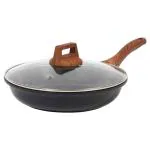 Eslite Life Nonstick 20 CM Granite Frying Pan Skillet with Lid, Non-Toxic Egg Omelette Kitchen Cooking Pans Compatible with All Stovetops (Gas, Electric & Induction), PTFE & PFOA Free (Black)