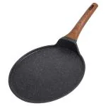 Eslite Life 24 CM Inch Crepe Pan with Spreader, Nonstick Ceramic Flat Skillet Dosa Tawa Comales Para Tortillas Pancake Pan, PTFE & PFOA Free, Black