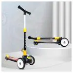 Kidsmate Leo Kick Scooter for Kids, 3 Adjustable Height Scooter, Foldable & Attractive PVC Wheels with Rare Brakes for Kids (Black)