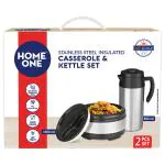 Home One Assorted Steel Casserole n Kettle (Set Of 2) - Design / Colour may vary