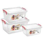 Home One Transparent Plastic Multipurpose Box (Set of 3)