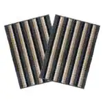 Enyra Microfiber Patio Striped Anti-Skid Set of 2 Bathmats (Gold & Grey, 35X50 cm)