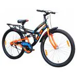 Leader Mountain Cycle Xtreme MTB 26T IBC Mountain Bicycle/Bike Without Gear Single Speed with Rear Suspension for Men - Black/Fluro Orange Ideal for 12+ Year