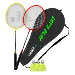 Jaspo Badminton Set - Lets Play | Lightweight Badminton Racquet (1 pair) 3 Shuttle + 1 Carry Bag