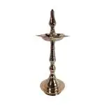 GG Copper Brass Traditional Golden Kerala Diya/Oil Lamp Stand/ Udupi Nanda Diya/ Deepak for Temple (Set of 1) Height 14 Inches