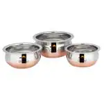 Ginara Stainless Steel Copper Bottom Handi| Prapu Chetty | Set of 3 | 450ml. 650 ml, 1200ml