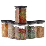 BELIZZI 6 Pcs Square Container Set |Storage Jar| Air Tight | Kitchen Organiser | Stackable |BPA Free 1100ML Each